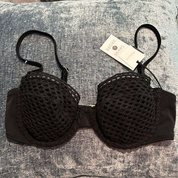 Shade & Shore Black Lace Overlay Bra Intimates - Picture 1 of 5